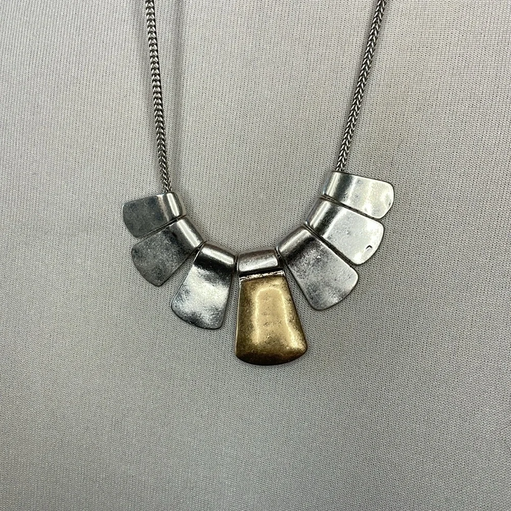 NWT The Sak Paddle Charm Necklace Silver Gold Tone